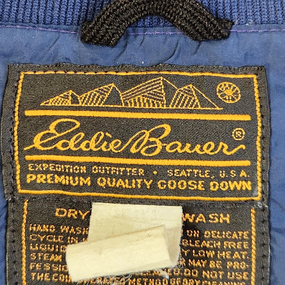 Vintage Eddie Bauer Jacket Mens Medium Blue Goose Down 1/4 Zip Puffer 70s 80s - Picture 2 of 7